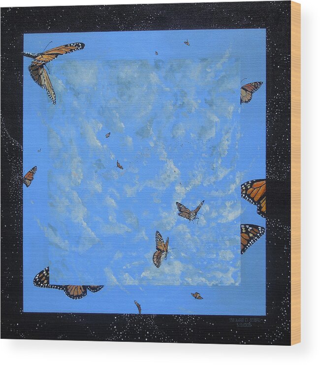 Monarch Butterflies Wood Print featuring the painting Boundary Series V by Thomas Stead