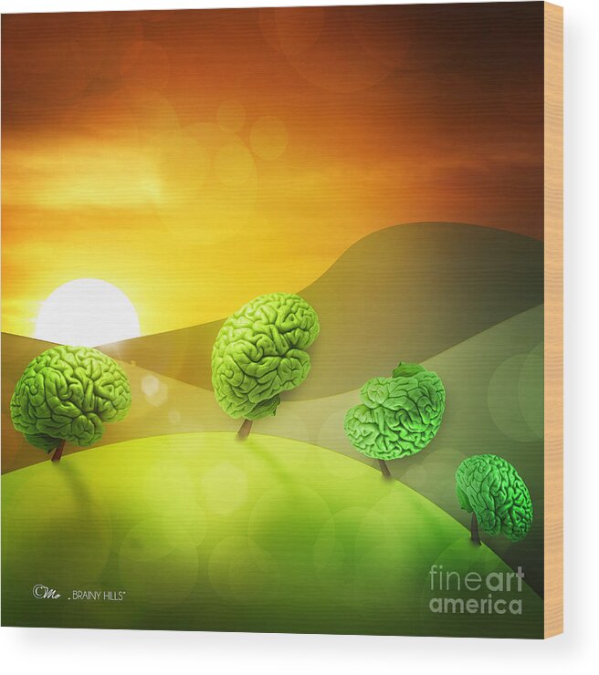 Brainy Hills Wood Print featuring the digital art Brainy Hills by Mo T