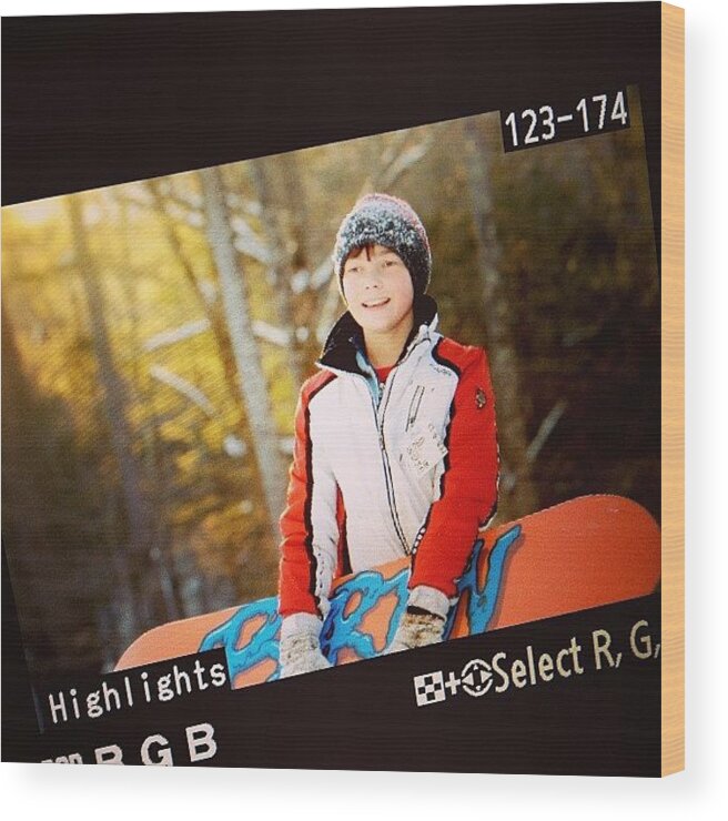 Branthaman Wood Print featuring the photograph #branthaman #snowboarder #burton #snow by Danielle Fuller