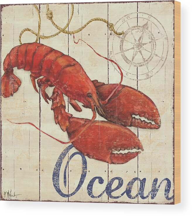 Lobster Wood Print featuring the painting Bridgeport V by Paul Brent