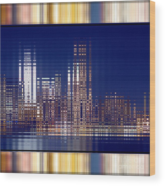 Manhattan Wood Print featuring the digital art Bright Lights of the City by Beverly Claire Kaiya