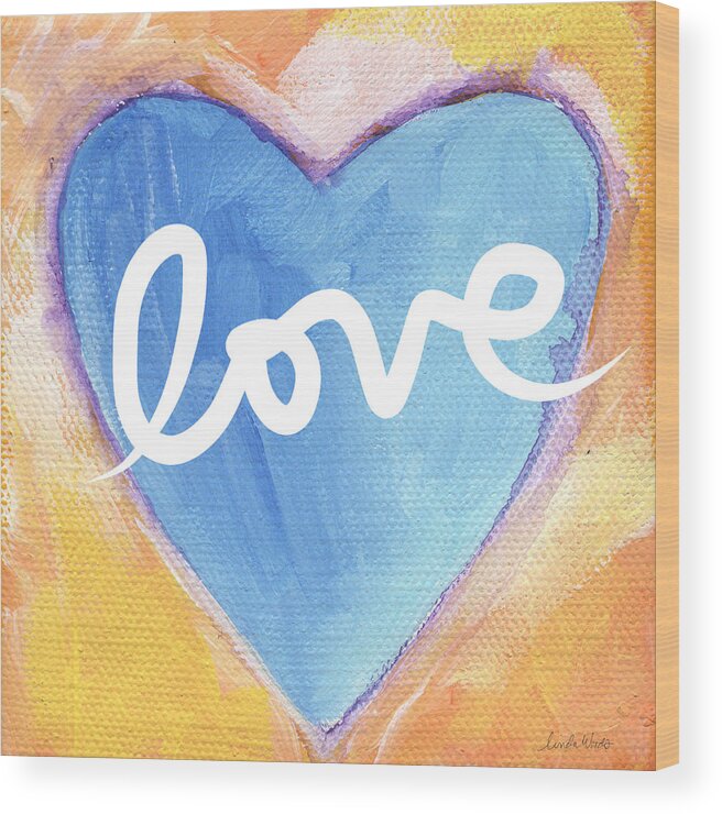 Love Wood Print featuring the painting Bright Love by Linda Woods