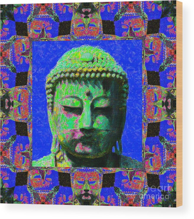 Religion Wood Print featuring the photograph Buddha Abstract Window 20130130m68 by Wingsdomain Art and Photography