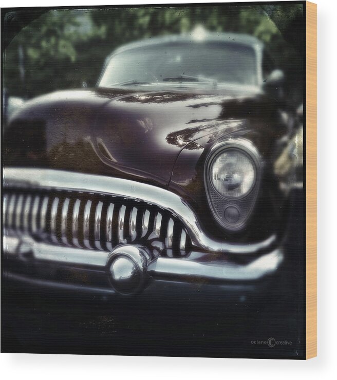 Classic Wood Print featuring the photograph Buick with Trees by Tim Nyberg