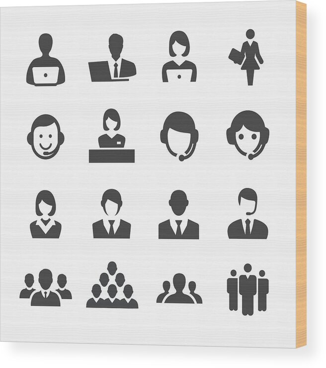 Corporate Business Wood Print featuring the drawing Business and Service Icons - Acme Series by -victor-
