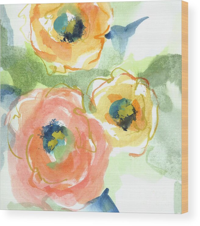 Watercolors Wood Print featuring the painting Buttercup II by Chris Paschke