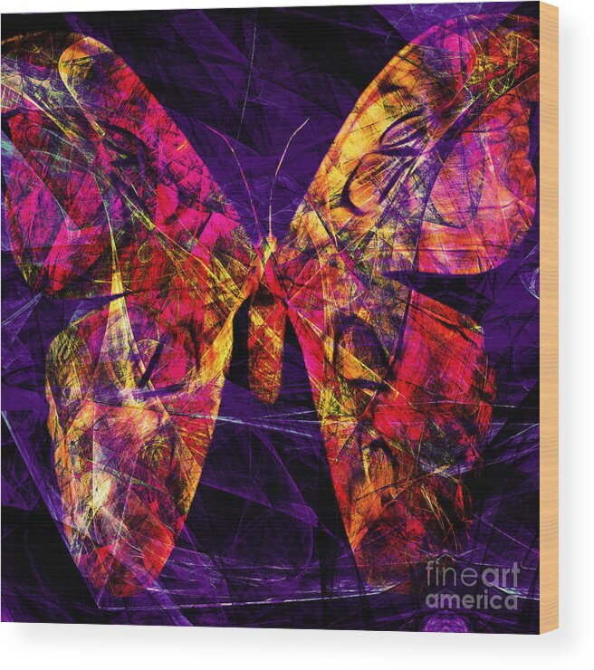 Butterfly Wood Print featuring the photograph Butterfly in Abstract DSC2977 square by Wingsdomain Art and Photography