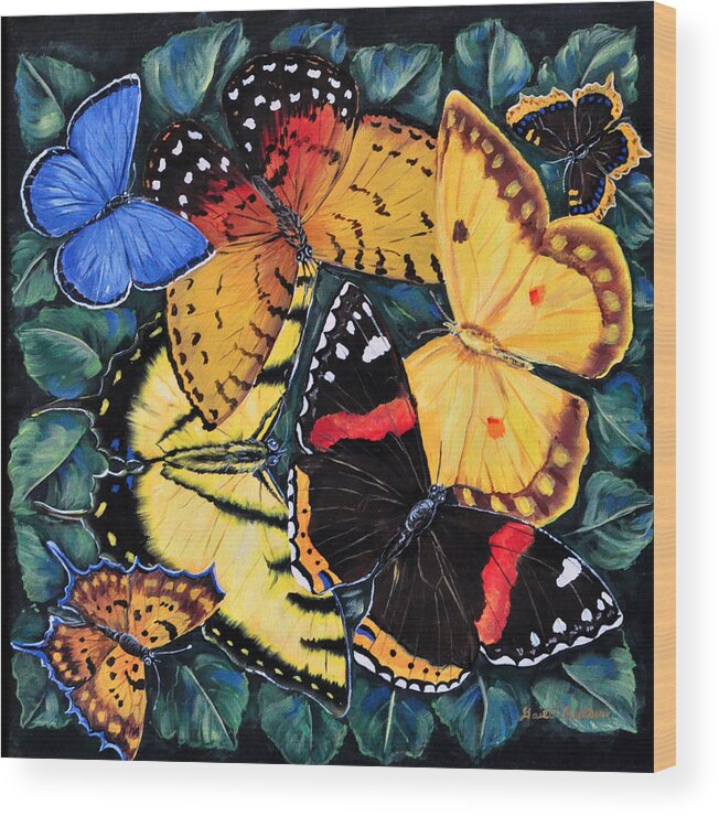 Butterfly Wood Print featuring the painting Butterfly Kisses by Gail Butler