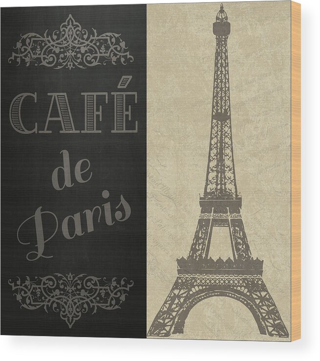 Cafe Wood Print featuring the digital art Cafe de Paris by Jaime Friedman