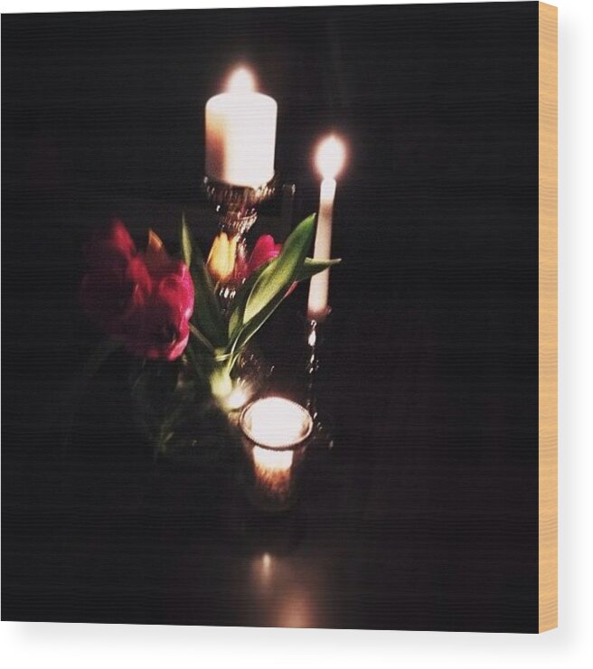 Romance Wood Print featuring the photograph Candle Light by Jon Pianki