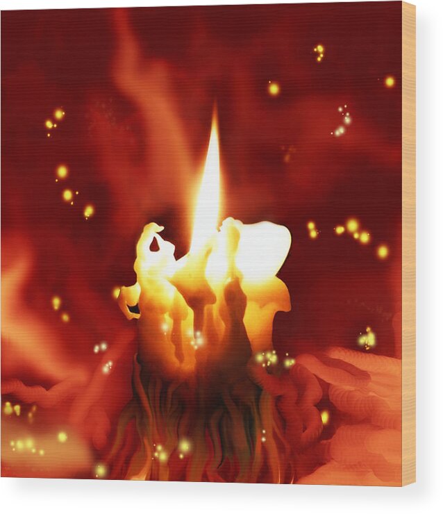 Fire Wood Print featuring the painting Candletown by Sophia Gaki Artworks