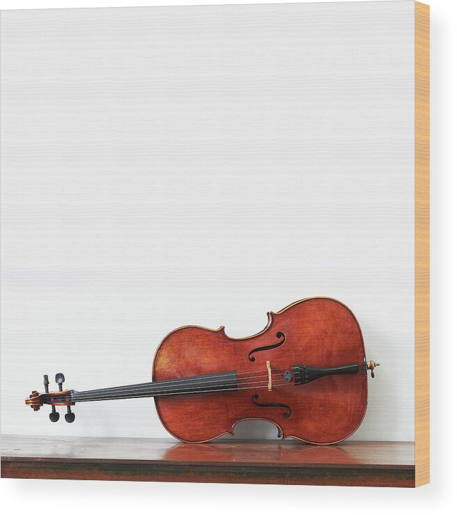White Background Wood Print featuring the photograph Cello - Violoncelle by Graigue.com