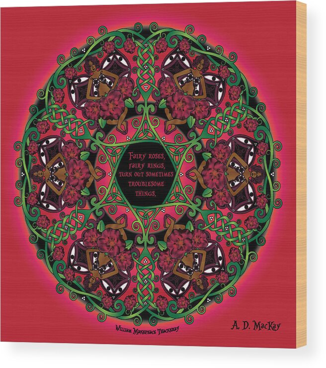 Celtic Knots Wood Print featuring the digital art Celtic Summer Fairy Mandala by Celtic Artist Angela Dawn MacKay