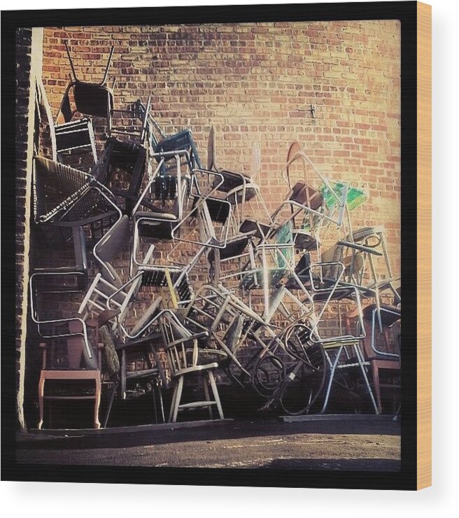 Chair Wood Print featuring the photograph Stacks by Milk R