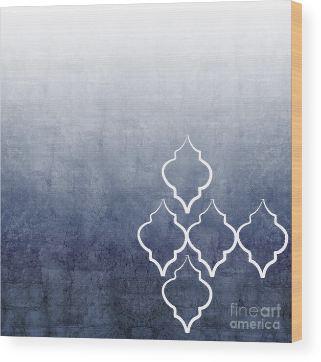 Abstract Wood Print featuring the mixed media Chambray Ombre by Linda Woods