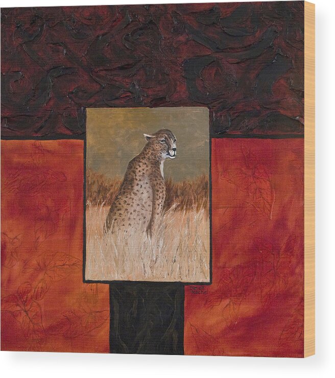 Animal Wood Print featuring the painting Cheetah by Darice Machel McGuire