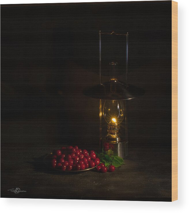 Cherries In The Night Wood Print featuring the photograph Cherries in the night by Torbjorn Swenelius