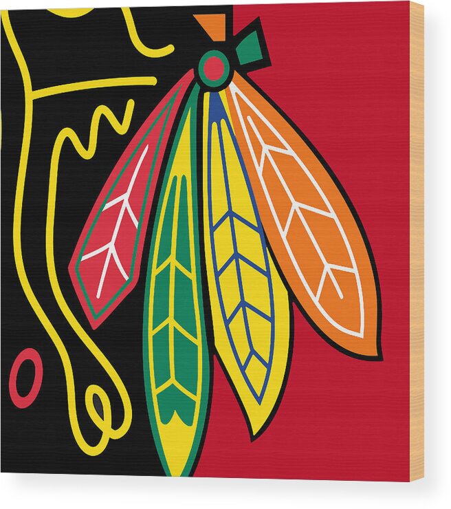 Chicago Wood Print featuring the painting Chicago Blackhawks 2 by Tony Rubino