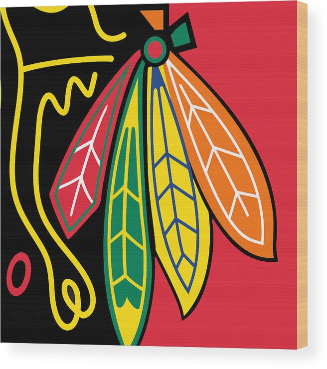 Chicago Wood Print featuring the painting Chicago Blackhawks by Tony Rubino