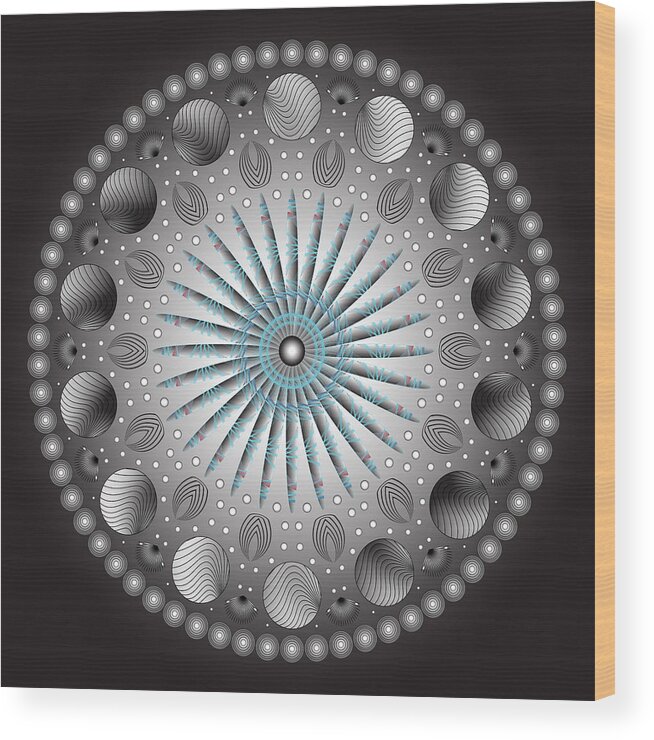 Mandala Digital Art Wood Print featuring the digital art Circularity No. 152 by Alan Bennington