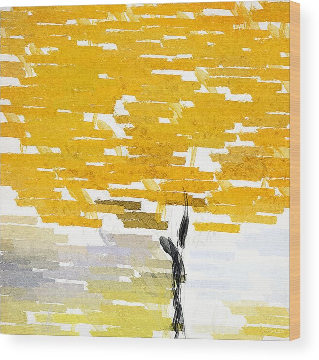 Yellow Wood Print featuring the painting Classy Yellow Tree by Lourry Legarde
