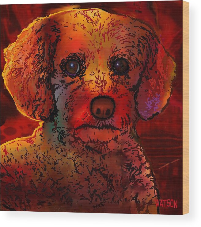 Cockapoo Canvas Wood Print featuring the digital art Cockapoo Dog by Marlene Watson