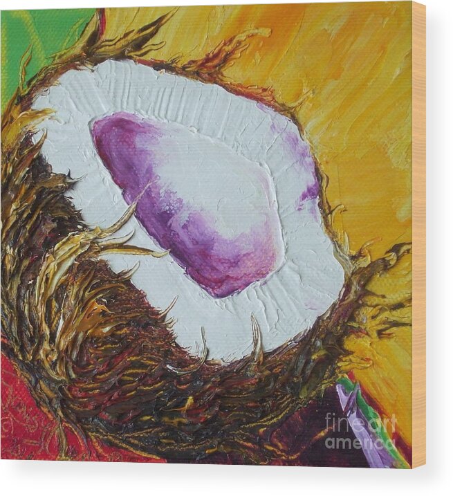 Coconut Art Wood Print featuring the painting Coconut Tropical Fruit by Paris Wyatt Llanso