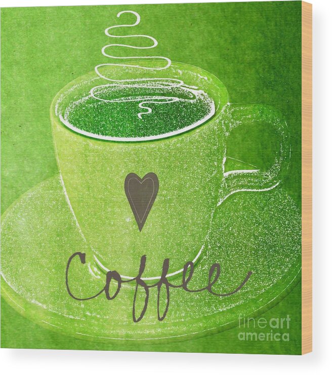 Espresso Wood Print featuring the painting Coffee by Linda Woods