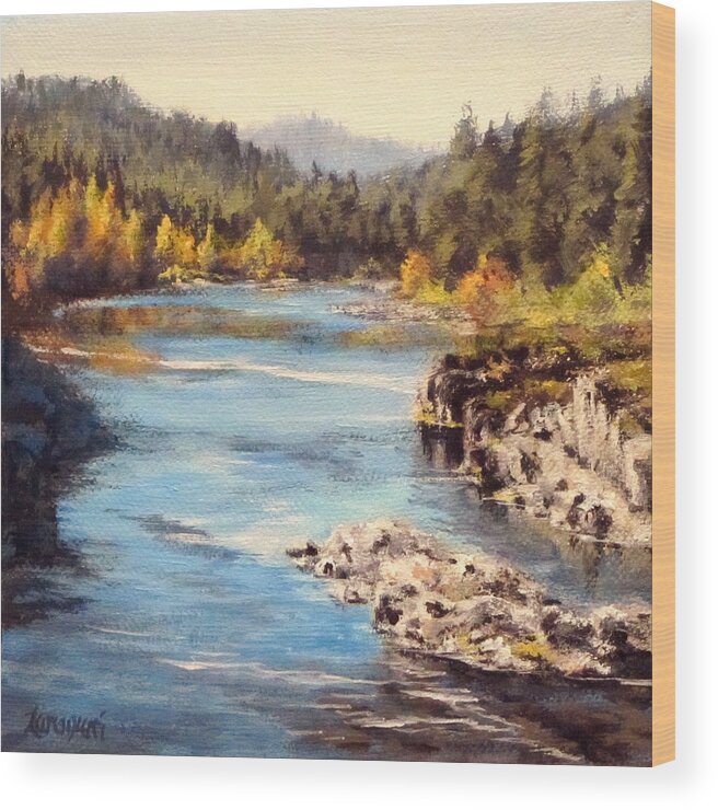 Original Wood Print featuring the painting Colliding Rivers fall by Karen Ilari