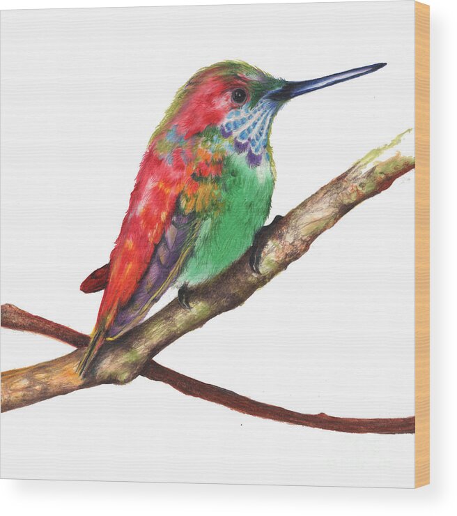  Wood Print featuring the drawing Color Bird 9 by Anthony Burks Sr