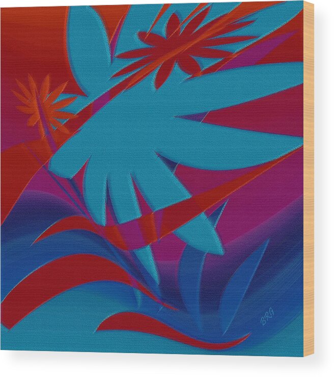 Botanical Abstract Wood Print featuring the digital art Colored Jungle by Ben and Raisa Gertsberg