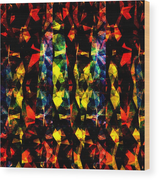 Colorful Wood Print featuring the digital art Colorful Abstract Collage by Phil Perkins
