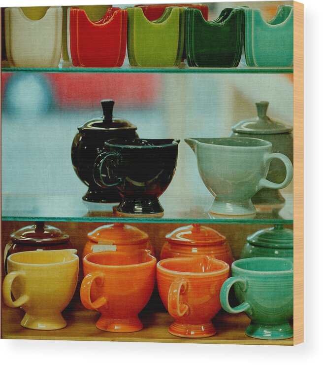 Still Life Photography Wood Print featuring the photograph Colorful Glassware by Bonnie Bruno