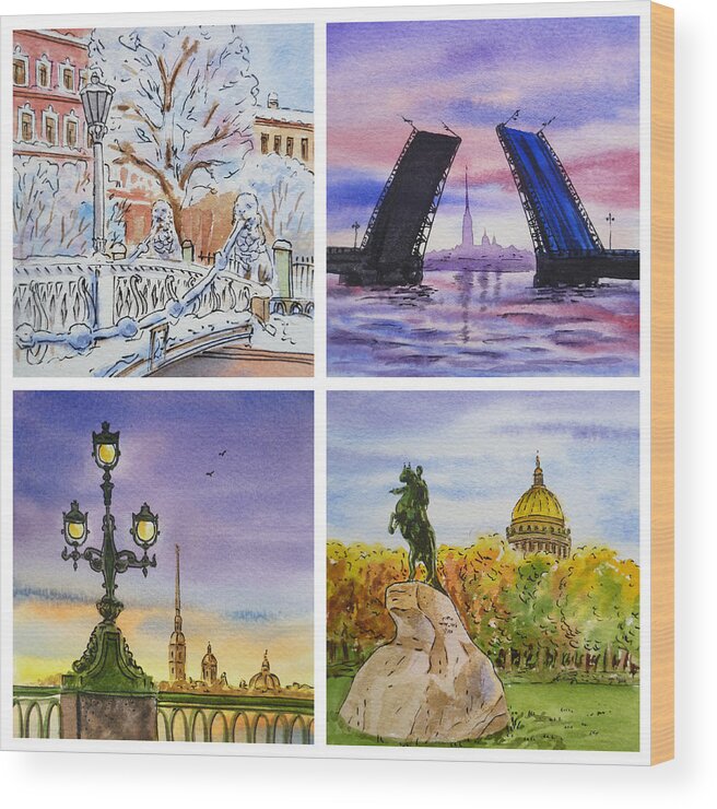 Russia Wood Print featuring the painting Colors Of Russia Saint Petersburg by Irina Sztukowski