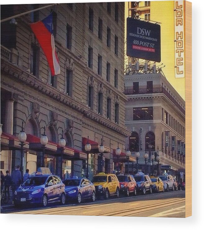 Urban Wood Print featuring the photograph Colors Of Taxis In San Francisco :) by Karen Winokan