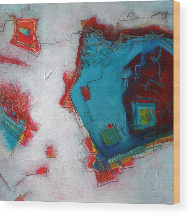 Abstract Wood Print featuring the painting Connections by Susanne Clark