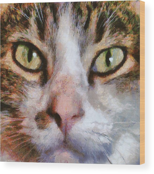 Animal Wood Print featuring the painting Cool for Cats by Taiche Acrylic Art
