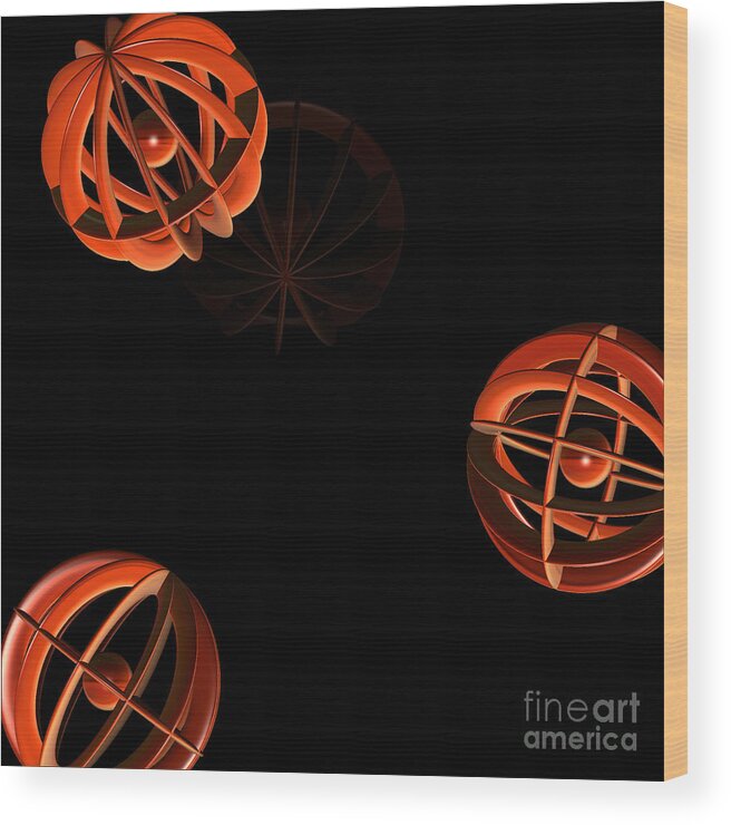 First Star Art Wood Print featuring the digital art Cosmic Pumpkins by jammer by First Star Art