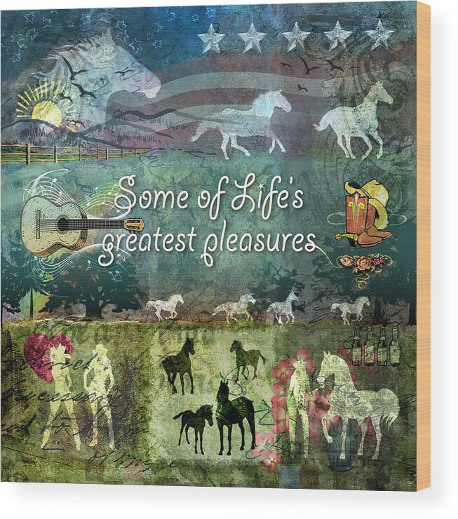 Western Wood Print featuring the digital art Country Pleasures by Evie Cook