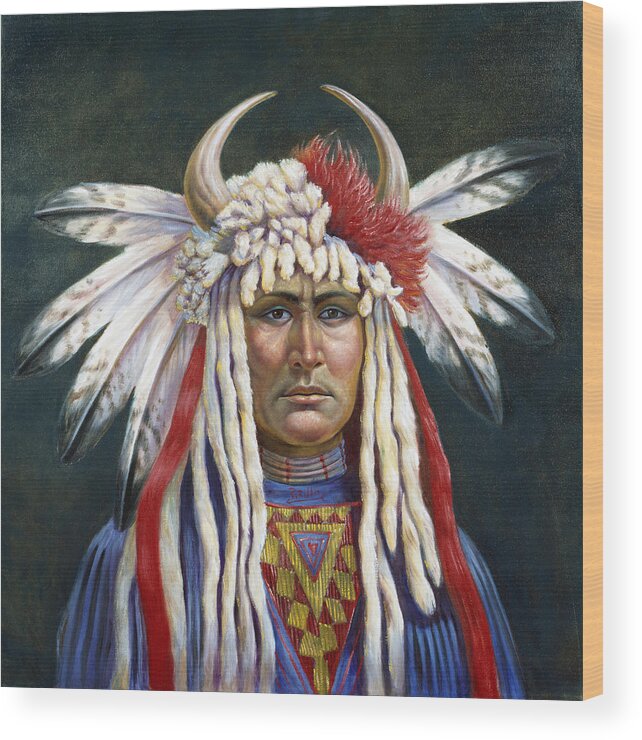 Crazy Horse Wood Print featuring the painting Crazy Horse by Gregory Perillo