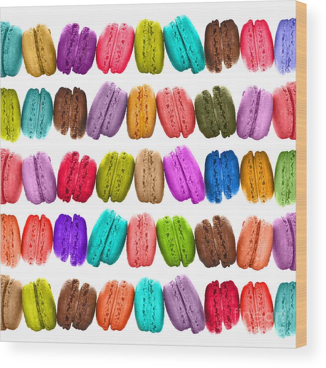 Macarons Wood Print featuring the photograph Crazy french colorful macarons by Delphimages Photo Creations