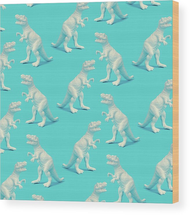 Art Wood Print featuring the photograph Creative White Painted Dinosaur Pattern by Ivan101