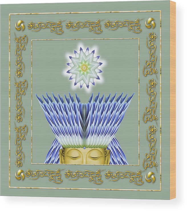 Buddhist Wood Print featuring the digital art Crowned Buddha by Deborah Smith