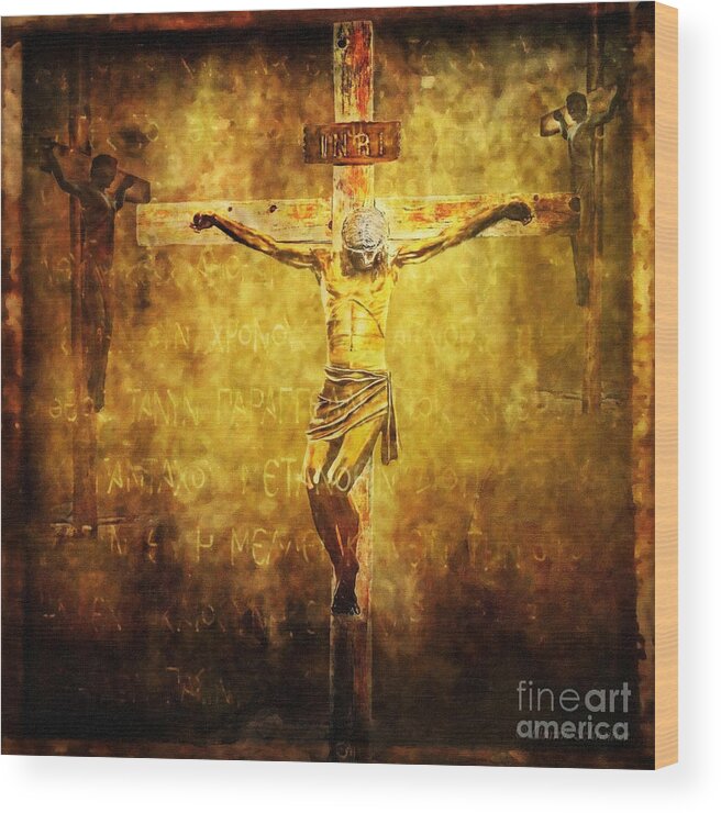 Jesus Wood Print featuring the digital art Crucified Via Dolorosa 12 by Lianne Schneider