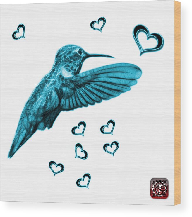 Hummingbird Wood Print featuring the digital art Cyan Hummingbird - 2055 F S M by James Ahn