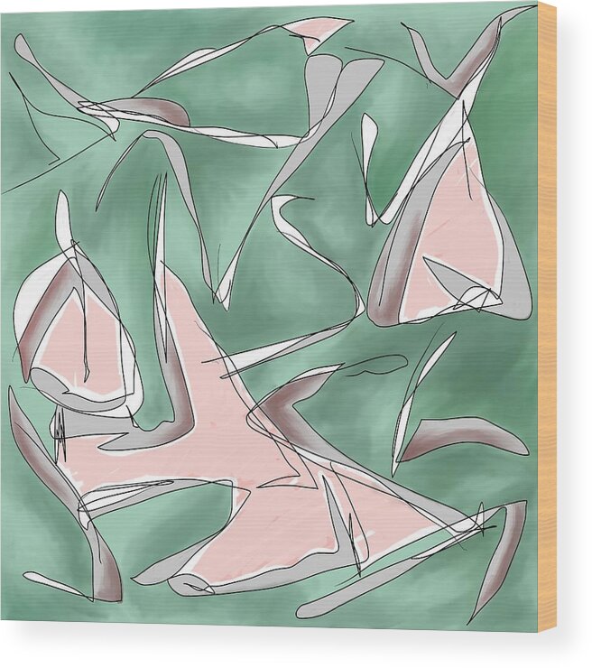 Abstract Wood Print featuring the digital art Daddy's Little Gull by Laureen Murtha Menzl