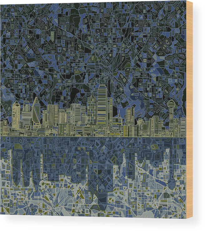 Dallas Wood Print featuring the painting Dallas Skyline Abstract 2 by Bekim M