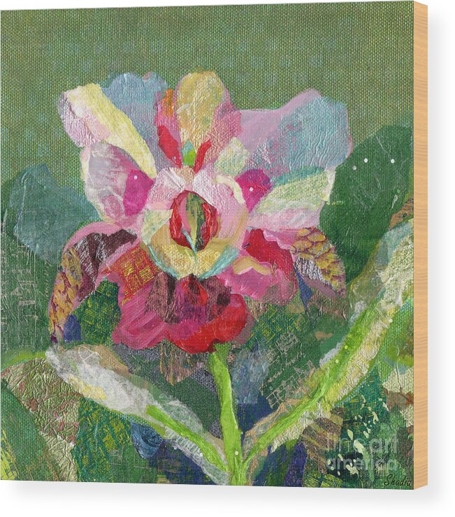 Flower Wood Print featuring the painting Dancing Orchid II by Shadia Derbyshire
