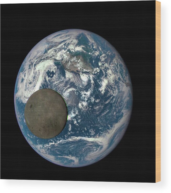 Moon Wood Print featuring the photograph Dark Side Of The Moon by Nasa/ Dscovr Epic Team