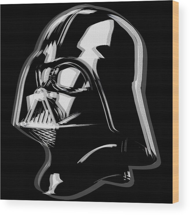 Darth Vader Wood Print featuring the painting Darth Vader Star Wars by Tony Rubino